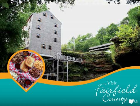 Advertisement: Visit Fairfield County, Ohio. From the Field to your next stop. After a day with Model Gs and harvest equipment, there’s still plenty to discover: good food, great views, and a few surprises around every bend. See what’s nearby at VisitFairfieldCounty.com. Photo of a historic mill and a plate of barbecue.