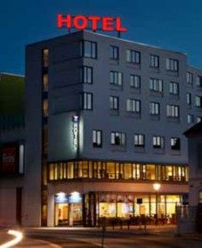 Hotel exterior at night
