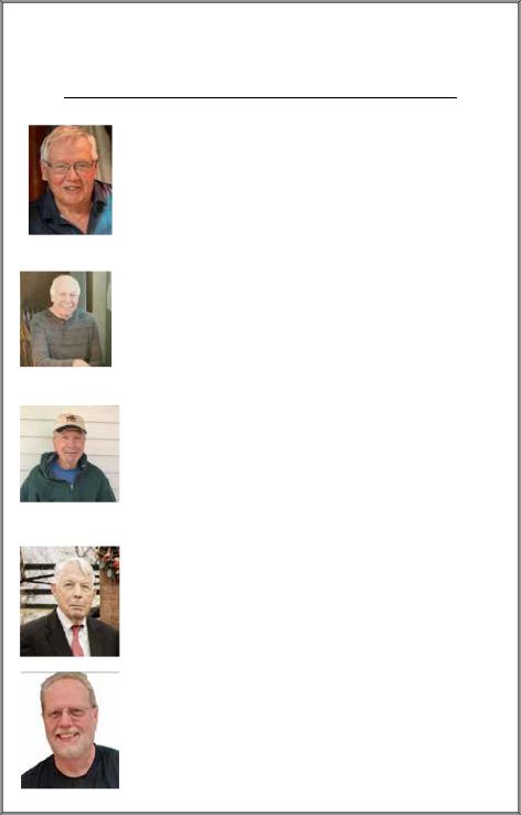 Portrait photos of Arnold Fitzsimmons, Paul Ickes, Robert Ickes, Neil Cooperider and Joseph Forster