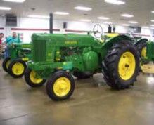 John Deere Model R tractor indoors